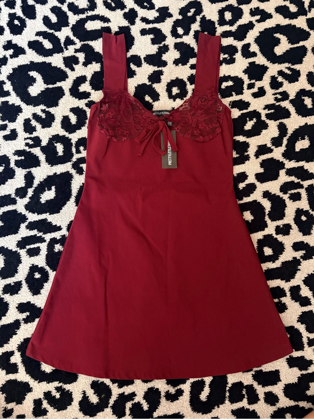 Maroon Lace-Trim dress